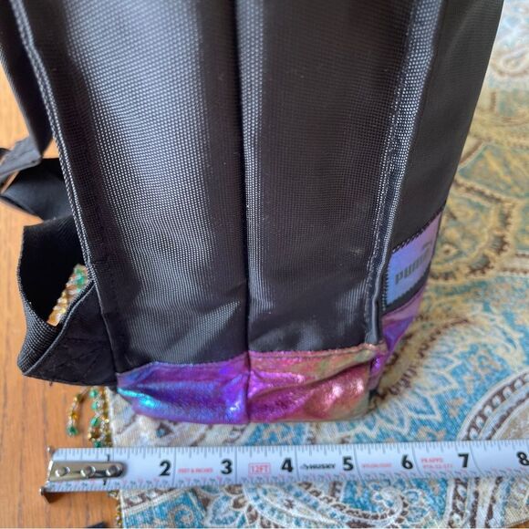Puma Commuter Fold Backpack Top Close Black and Multicolor Rainbow Holographic main image 10